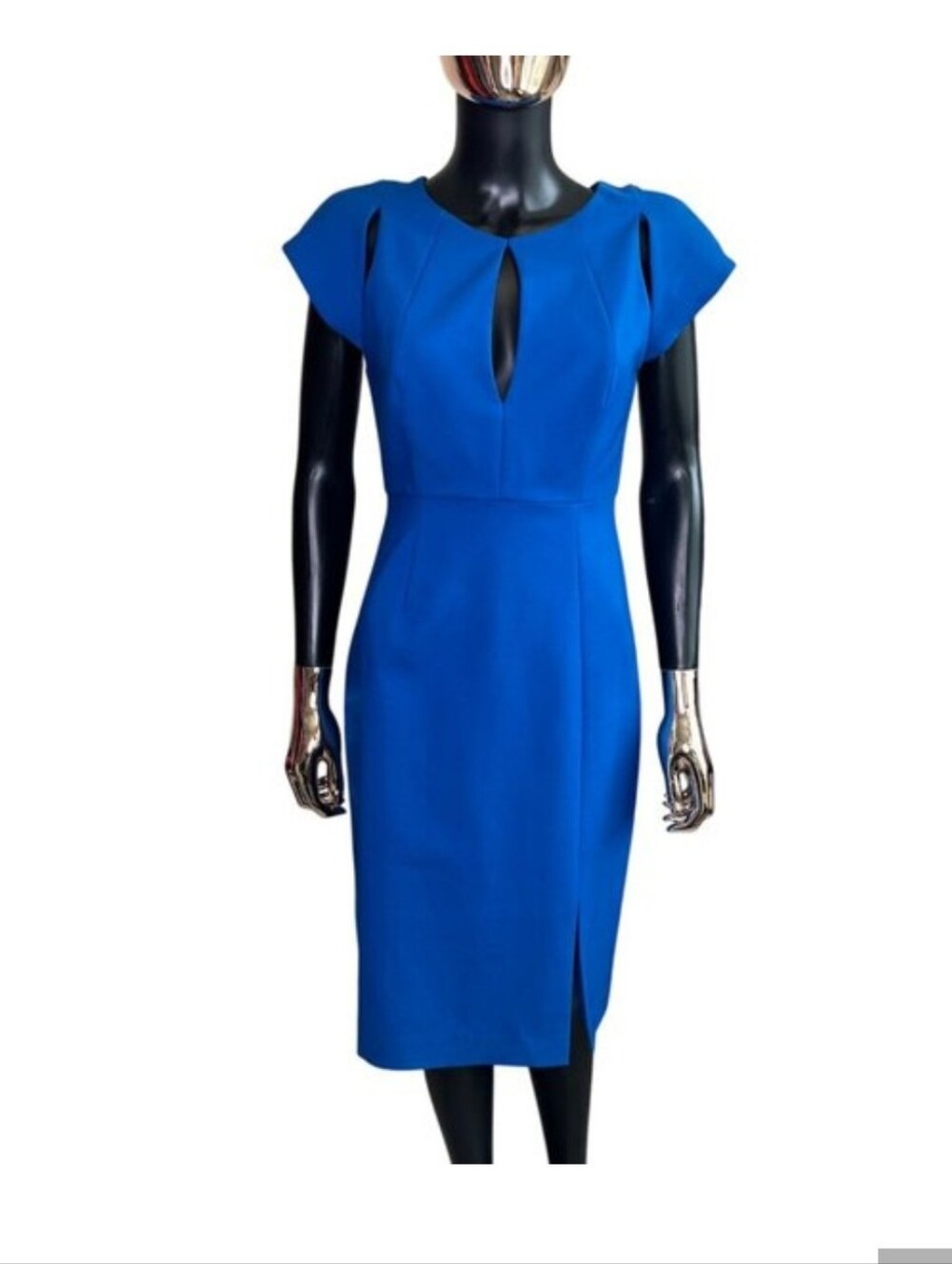 Black Halo Royal Blue Keyhole Sheath Midi Dress
